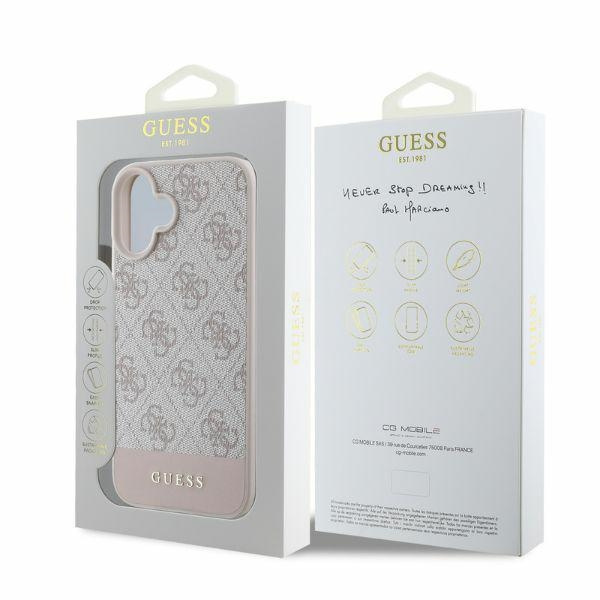Guess GUHCP16SG4GLPI iPhone 16 6.1" różowy/pink hardcase 4G Bottom Stripe