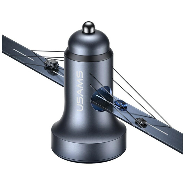 Ładowarka samochodowa USAMS CC327 Aluminium 45W USB-A USB-C tarnish