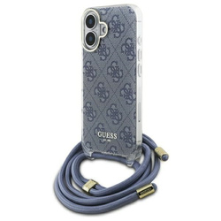 Guess GUHCP16SHC4SEB iPhone 16 6.1"      niebieski/blue hardcase Crossbody Cord 4G Print