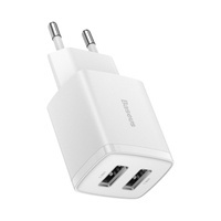 Baseus ładowarka sieciowa Compact 2 x USB biała 10,5W