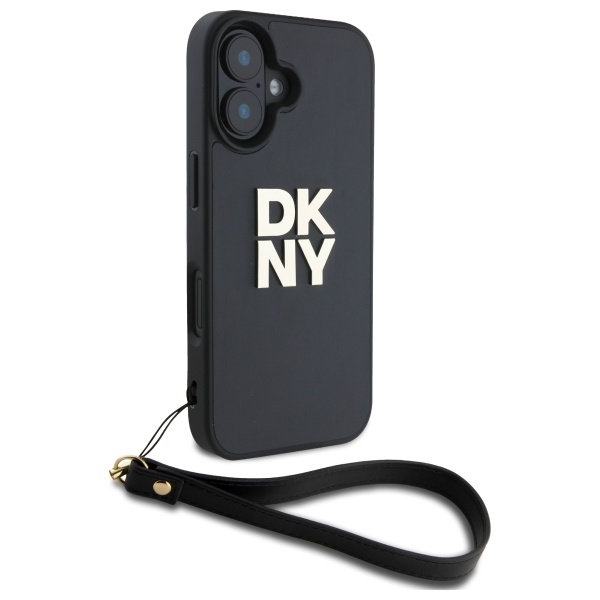 DKNY DKHCP16SPBSWSK iPhone 16 6.1"       czarny/black hardcase Wrist Strap Stock Logo