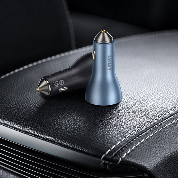 Baseus Golden Contactor Pro car charger USB-A + 2x USB-C 65W dark gray (CGJP010013)