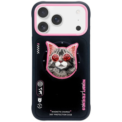 Etui Nimmy Glasses Cool Cat MagSafe do   iPhone 17 czarno różowy
