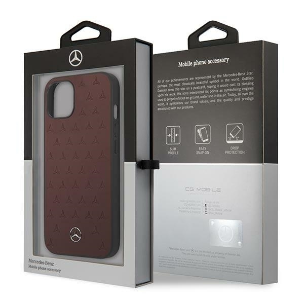 Etui Mercedes Leather Stars Pattern na iPhone 13 - czerwone