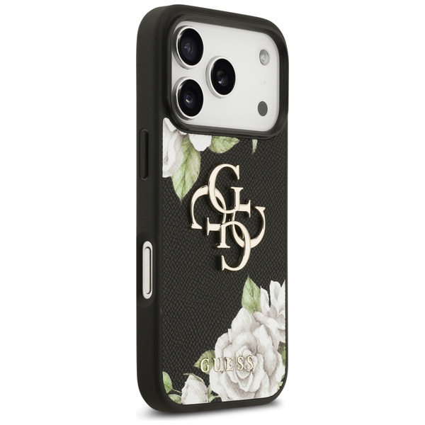 Etui Guess Grained Roses & Big 4G Logo   do iPhone 17 Pro czarny