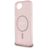 Etui Guess IML Glitter Circle MagSafe do iPhone 16e różowy