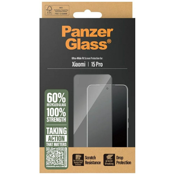 Szkło hartowane PanzerGlass Ultra-Wide   Fit w. Black Frame do Xiaomi 15 Pro