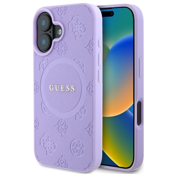 Guess GUHMP16SPSAPSMEU iPhone 16 6,1" fioletowy/purple HC MagSafe Safiano Peony Classic Logo