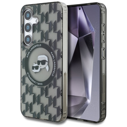 Etui Karl Lagerfeld Button Karl&Choupette Heads On KL Pattern MagSafe do Samsung Galaxy S25 czarny