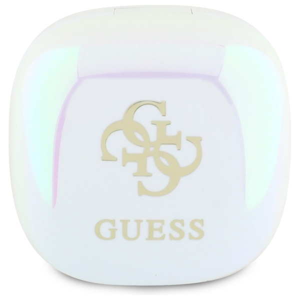 Guess słuchawki Bluetooth GUTWSJ144ESH   TWS + stacja dokująca biały/white Iridescent 4G Printed Logo