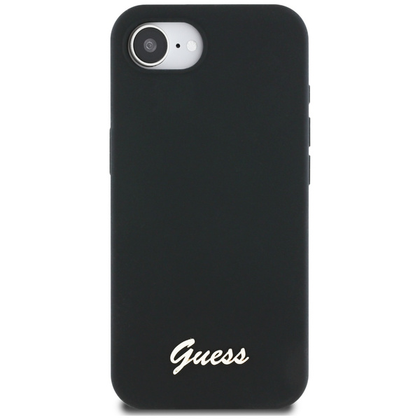 Etui Guess Silicone Script Metal Logo    MagSafe do iPhone 16e czarny
