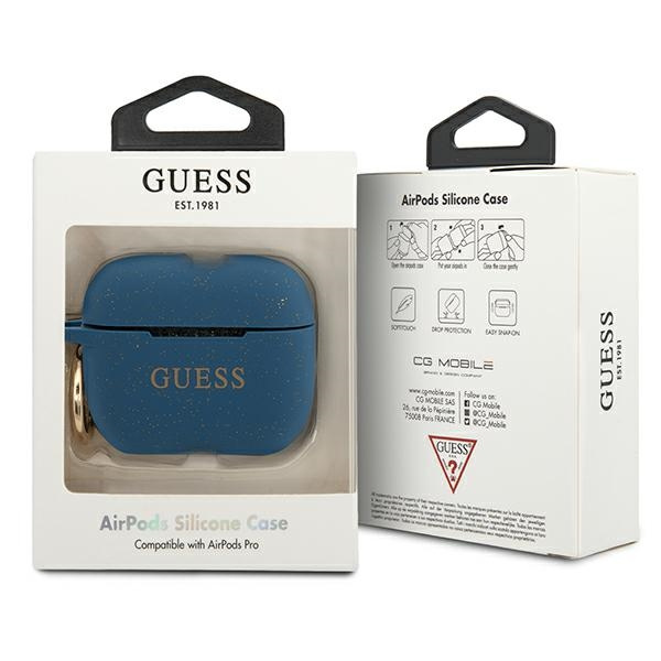 Guess GUACAPSILGLBL AirPods Pro coverniebieski/blue Silicone Glitter