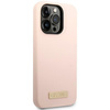 Guess GUHMP14XSBPLP iPhone 14 Pro Max6,7" różowy/pink hard case Silicone Logo Plate MagSafe
