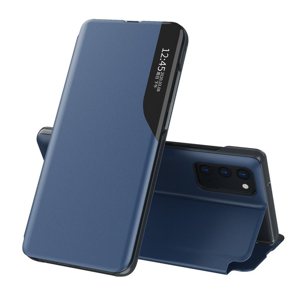 ECO LEATHER VIEW CASE ELEGANT BOOKCASE TYPE CASE WITH KICKSTAND FOR SAMSUNG GALAXY A12 / GALAXY M12 BLUE