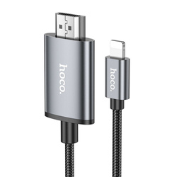 Kabel Lightning do HDMI Hoco 1080p 2 m UA27 stalowy szary