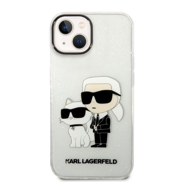 Karl Lagerfeld Glitter Karl&amp;Choupette case for iPhone 14 Plus - transparent