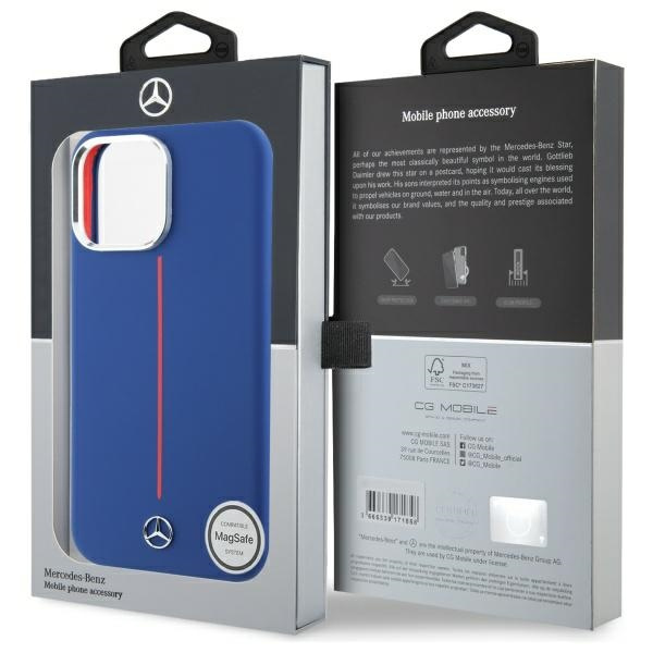 Mercedes MEHMP16X23SUMRV iPhone 16 Pro    Max 6.9" granatowy/navy hardcase Silicone Red Stripe MagSafe