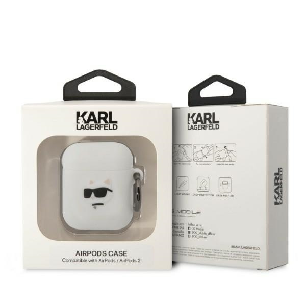 Karl Lagerfeld KLA2RUNCHH AirPods 1/2 cover white/white Silicone Choupette Head 3D