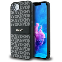 Etui DKNY Repeat Texture Pattern with    Tonal Stripe do iPhone 16e czarny