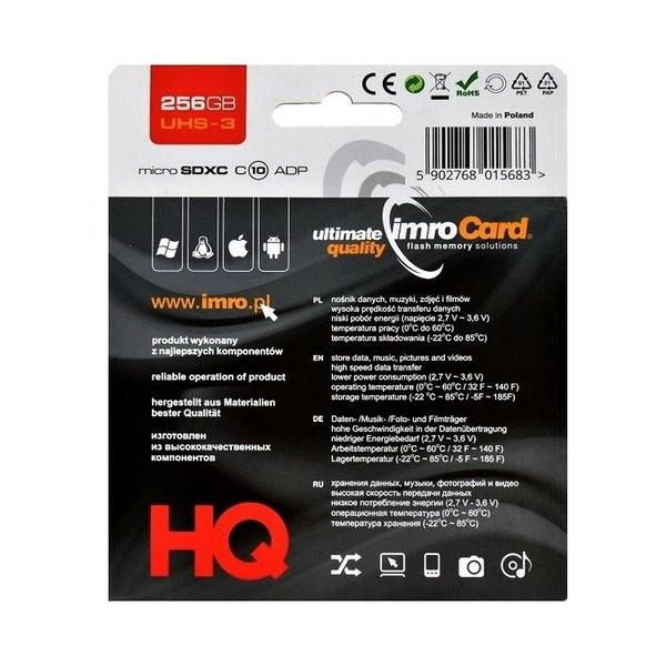 Karta pamięci microSDXC 256GB Imro+ adp10C UHS-3
