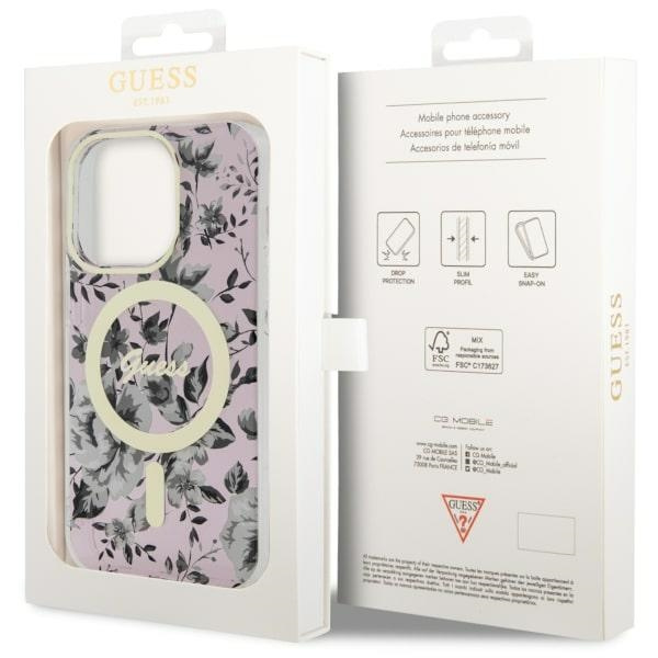 Guess GUHMP14XHCFWSP iPhone 14 Pro Max6.7" różowy/pink hardcase Flower MagSafe