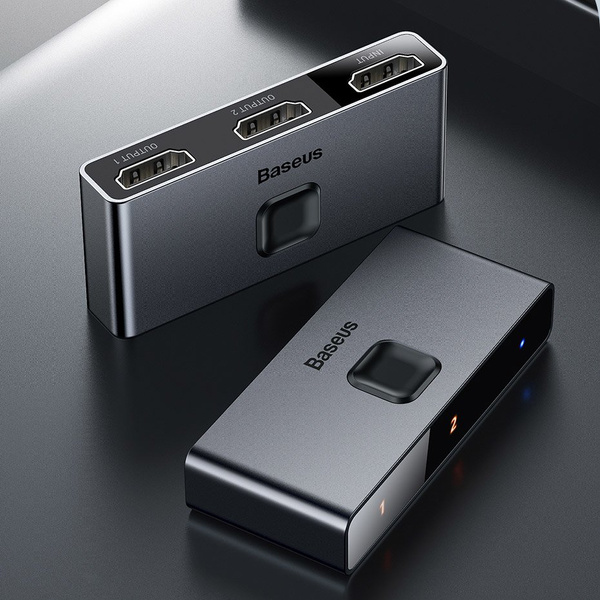 Baseus bidirectional switch splitter switcher HDMI - 2x HDMI 4K / 30 Hz gray (CAHUB-BC0G)