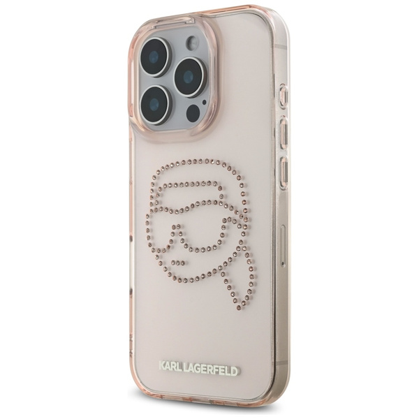 Etui Karl Lagerfeld IML Rhinestones Karl  Head do iPhone 16 Pro różowy
