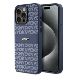 DKNY DKHCP15XPRTHSLB iPhone 15 Pro Max6.7" niebieski/blue hardcase Leather Mono Stripe & Metal Logo