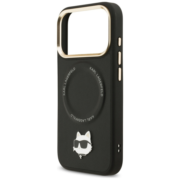 Etui Karl Lagerfeld Big Strap Choupette  Metal Logo MagSafe do iPhone 17 Pro Max czarny