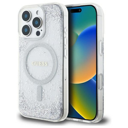 Guess GUHMP16LRGRGES iPhone 16 Pro 6.3"  srebrny/silver hardcase Resin Gradient Glitter MagSafe