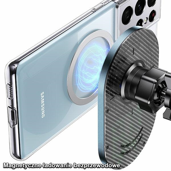 USAMS Uchwyt indukcyjny Magnetic CarWireless Charging 15W do kratki went. szary/grey CD170DZ01 (US-CD170)