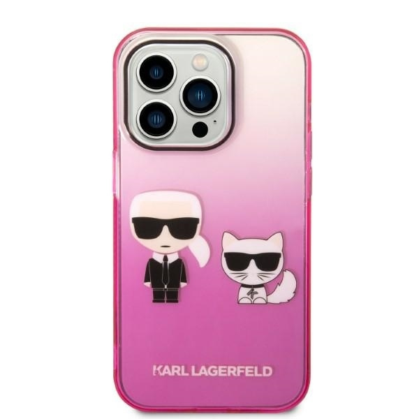 KARL LAGERFELD KLHCP14LTGKCP IPHONE 14 PRO 6,1" HARDCASE RÓŻOWY/PINK GRADIENT IKONIK KARL & CHOUPETTE