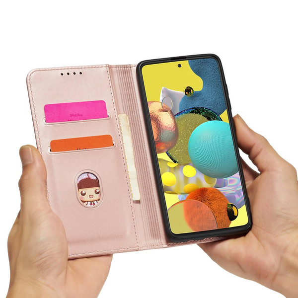 MAGNET CARD CASE CASE FOR SAMSUNG GALAXY A52 5G POUCH WALLET CARD HOLDER PINK
