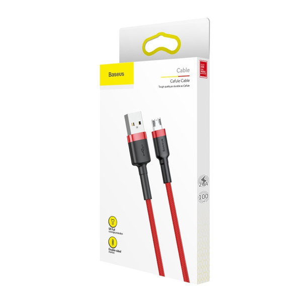 Kabel Baseus Cafule Cable CAMKLF-B09 USB-A / micro USB 2.4A 1 m - czerwony