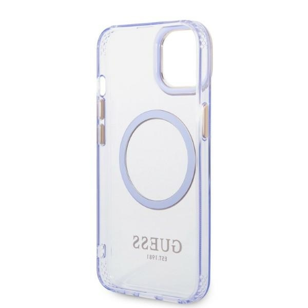 Guess GUHMP14SHTCMU iPhone 14 / 15 / 13 6.1" purpurowy/purple hard case Gold Outline Translucent MagSafe