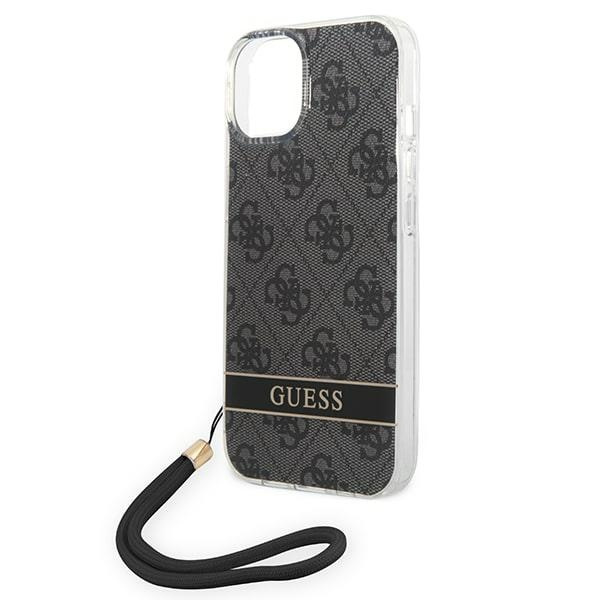 Guess GUOHCP14MH4STK iPhone 14 Plus/ 15 Plus 6.7" czarny/black hardcase 4G Print Strap