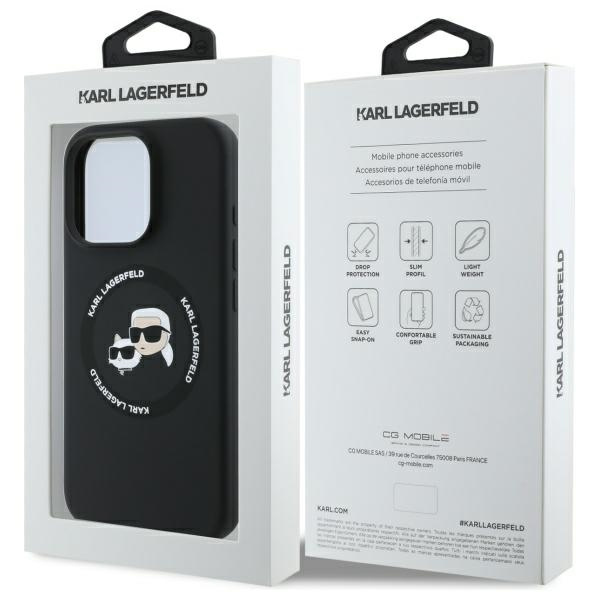 Karl Lagerfeld KLHMP16XSKCHTCK iPhone 16  Pro Max 6.9" czarny/black hardcase Silicone Karl&Choupette Heads MagSafe