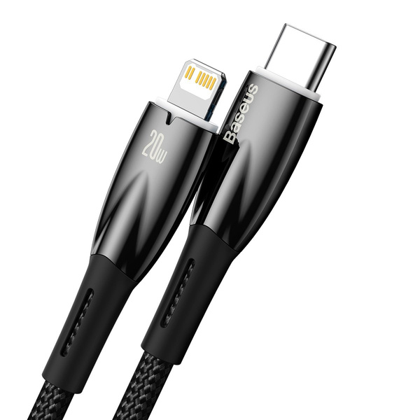 BASEUS GLIMMER SERIES FAST CHARGING CABLE USB-C - LIGHTNING 480MB/S PD 20W 1M BLACK