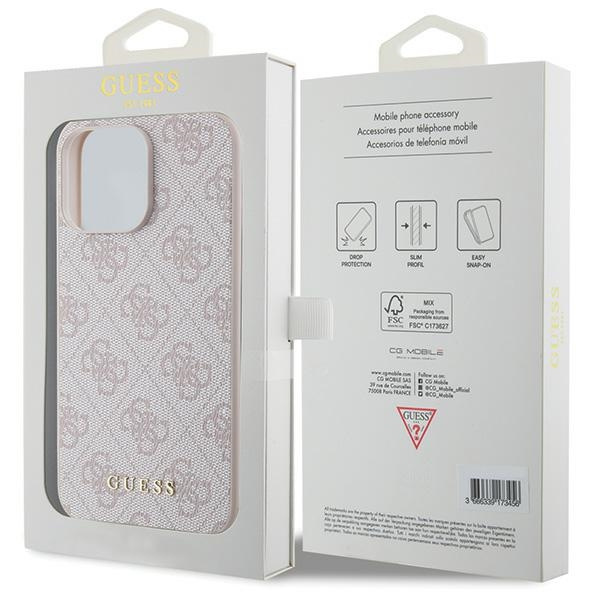 Guess GUHCP15XG4GFPI iPhone 15 Pro Max 6.7" różowy/pink hard case 4G Metal Gold Logo
