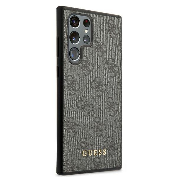 Guess GUHCS22LG4GFGR S22 Ultra S908szary/grey hard case 4G Metal Gold Logo
