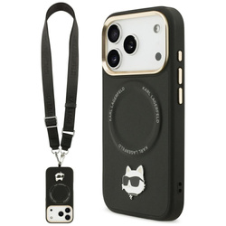 Etui Karl Lagerfeld Big Strap Choupette  Metal Logo MagSafe do iPhone 17 Pro czarny