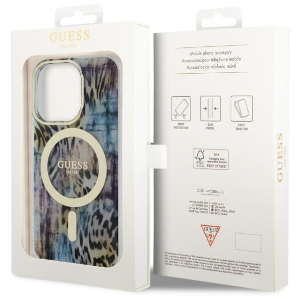 Guess GUHMP14XHLEOPWB iPhone 14 Pro Max6.7" niebieski/blue hardcase Leopard MagSafe