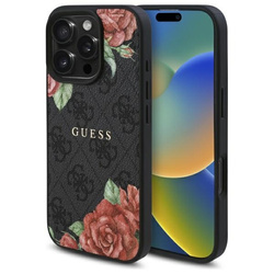 Guess GUHMP16LP4ROPEMCK iPhone 16 Pro     6.3" czarny/black hardcase 4G Flowers Print MagSafe