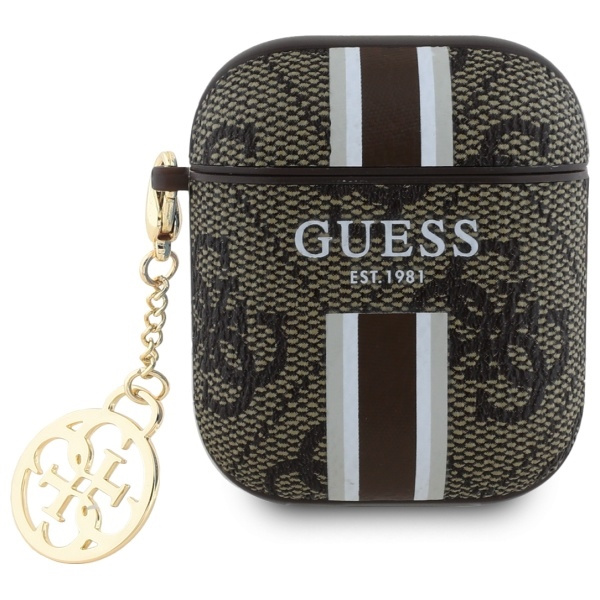 Guess GUA2P4RPSW AirPods 1/2 cover       brązowy/brown 4G Printed Stripes Charm