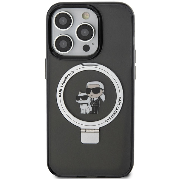 Karl Lagerfeld KLHMP13LHMRSKCK iPhone 13 Pro 6.1" black/black hardcase Ring Stand Karl&amp;Choupette MagSafe