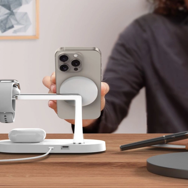 Tech-Protect A12 3in1 MagSafe Inductive Charger for Smartphone/Headphones/Smartwatch - White