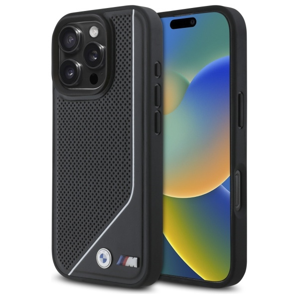 BMW BMHMP16L23PUCPK iPhone 16 Pro 6.3" czarny/black hardcase M Perforated Twisted Line MagSafe