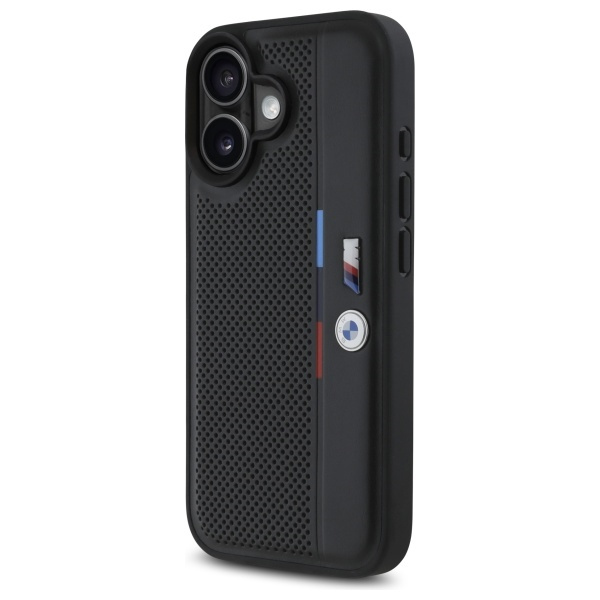 BMW BMHCP16S23PUPVK iPhone 16 6.1" czarny/black hardcase M Perforated Tricolor Detail Line