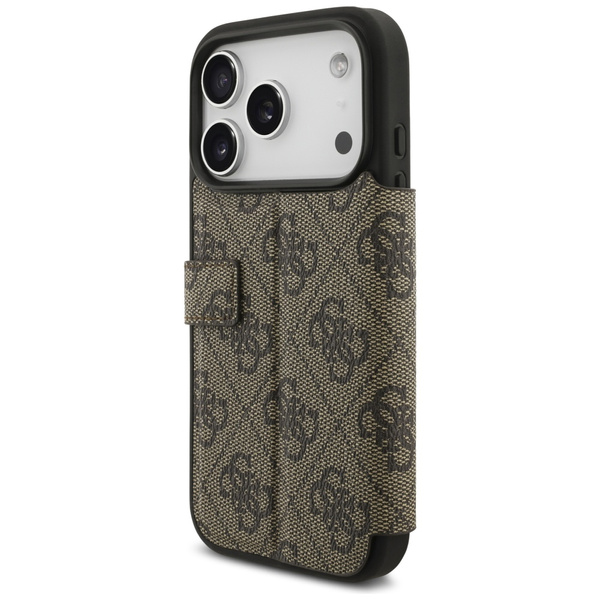 Etui Guess Book 4G Metal Logo do iPhone  17 Pro brązowy