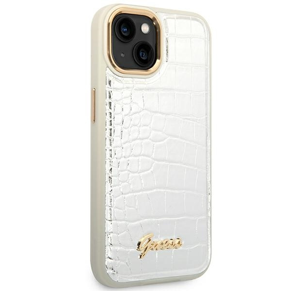 Guess GUHCP14MHGCRHS iPhone 14 Plus / 15 Plus 6.7" srebrny/silver hardcase Croco Collection